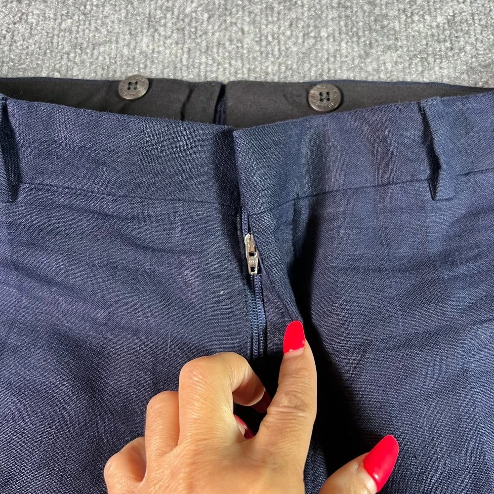 Polo Ralph Lauren Pants Men's 34 Navy Blue 100% Flax Flat Front Straight Preppy